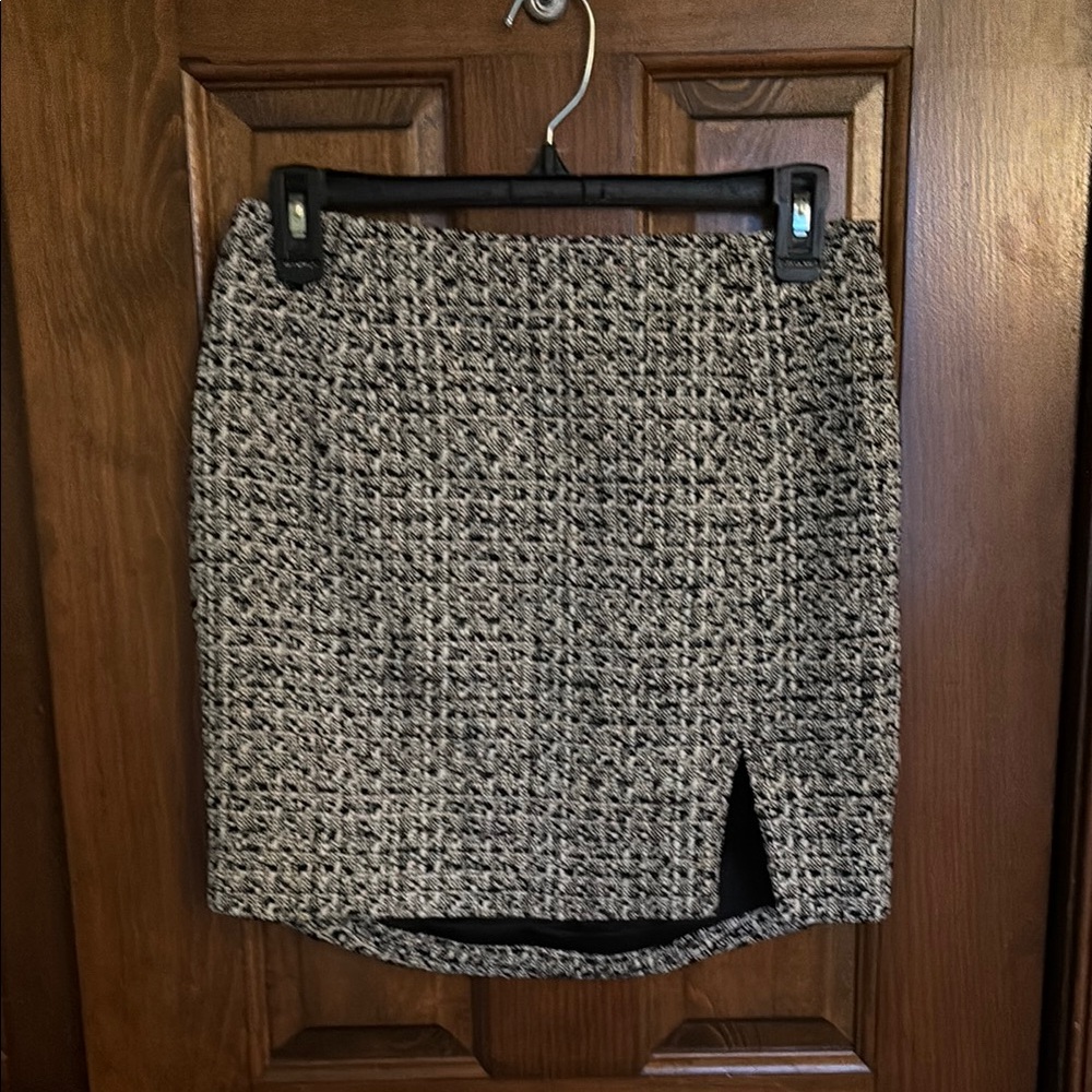 Elegant Black and White Tweed Skirt